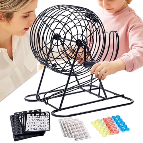 Bingo Game Set, Bingos Chips Card Cage Sets Entertainment Family Group Party Tabletop Games Office, School, Birthday, Holiday Activities, Ideal for Social Gatherings, 20x21x21cm von Gitekain