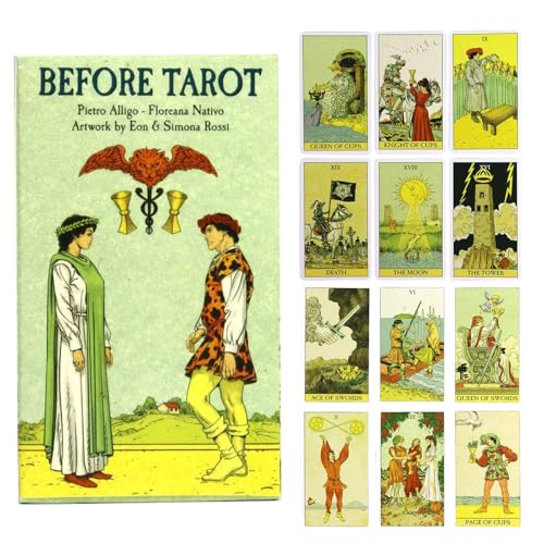 Divination Tarot Cards Deck, 78-Sheet Full English Oracle Set, Portable Inspiration Cards Insight Past Future, Spiritual Guidance Tool, Ideal for Meditation Fortune Telling Rituals Divination Tarot Cards Deck, 78-Sheet Full English Oracle Set, Portable Inspiration Cards Insight Past Future, Spiritual Guidance Tool, Ideal for Meditation Fortune Telling Rituals von Gitekain
