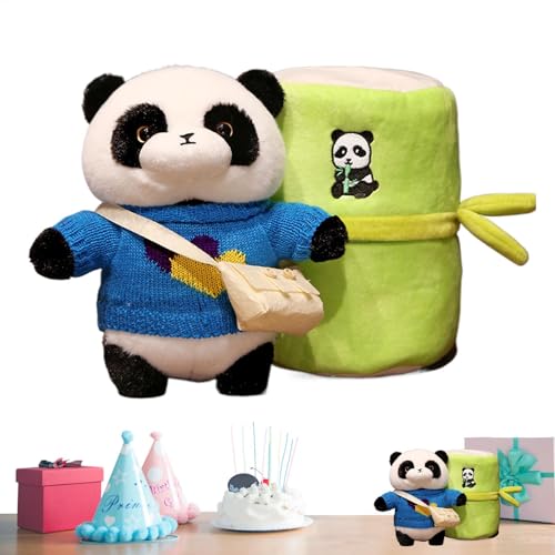 Panda-Kissen, bezauberndes Plüschkissen für Sofa und Stuhl, kreatives Wurfkissen für Schlafzimmer und Wohnzimmer, Einweihungsdekoration, weich + PP-Baumwolle (27 cm) von Gitekain