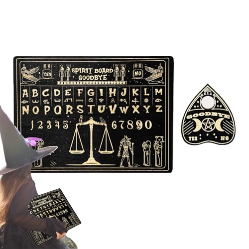 Versatile Spirit Board Game, Miniature Wooden Divination Board with Planchette, Dowsing Metaphysical Decoration for 2+ Players, 12.99x8.66x0.31 inches, Black von Gitekain