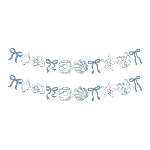 Gitohoni 2 Stück Papier Hängedekoration Sommer Banner Muschel Girlande Stern Dekoration Papier mit Meeresmotiven für Shower Strandparty Feiern, Blau Gitohoni 2 Stück Papier Hängedekoration Sommer Banner Muschel Girlande Stern Dekoration Papier mit Meeresmotiven für Shower Strandparty Feiern, Blau von Gitohoni