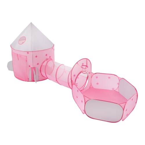 Spielzelt mit Tunnel Rosa,3 in 1Spielzelt(Zelt Tunnel Bällebad),Versiegelungsrand Indoor mit Aufbewahrungstasche für Gartenaktivitäten Picknick Familienfeiern Geburtstagsfeiern von Giuffrida