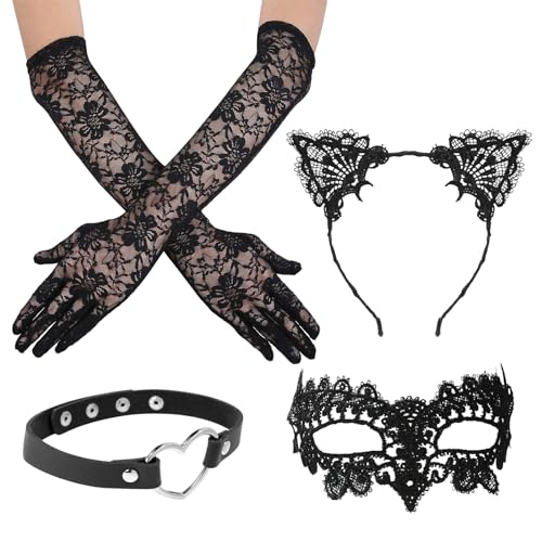 5 Stück Katzenkostüm Damen Fasching, Faschingskostüm Frauen Accessoires, Katzenohren Haarreif Spitze, Haarband mit Katzenohren und Spitze für Karneval Valentinstag Kostüm Festival Maskerade Party 5 Stück Katzenkostüm Damen Fasching, Faschingskostüm Frauen Accessoires, Katzenohren Haarreif Spitze, Haarband mit Katzenohren und Spitze für Karneval Valentinstag Kostüm Festival Maskerade Party von Giugio