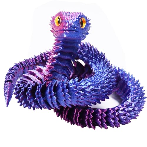 Giugio 3D Gedruckte Schlange Spielzeug, 64 cm Flexible SchlangenFidget Toys, Gefälschte Schlangen Spielzeug, 3D Gedruckte Kunststoff Schlangen für Büro und Zuhause Dekorationen (Lila) von Giugio