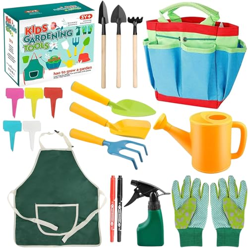 Gartenwerkzeug für Kinder, 23 Stück Gartengeräte Set, Kinder Gartenhandschuhe, Kinderspielzeug mit Gießkanne Schaufel Rechen Spaten Schürze, Kinderschürze, Gartenspielzeug für Kinder Junge Mädchen Gartenwerkzeug für Kinder, 23 Stück Gartengeräte Set, Kinder Gartenhandschuhe, Kinderspielzeug mit Gießkanne Schaufel Rechen Spaten Schürze, Kinderschürze, Gartenspielzeug für Kinder Junge Mädchen von Giugio