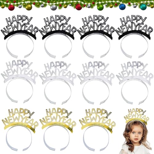 Giugio 12 Stück Happy New Year Haarreifen, 2025 Silvester Party Haarschmuck Zubehör Zubehör, Silvester Haarreif Krone Kopfbedeckung, Haarreifen Weihnachten Stirnband für Erwachsene und Kinder Giugio 12 Stück Happy New Year Haarreifen, 2025 Silvester Party Haarschmuck Zubehör Zubehör, Silvester Haarreif Krone Kopfbedeckung, Haarreifen Weihnachten Stirnband für Erwachsene und Kinder von Giugio