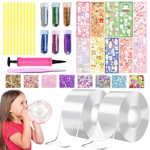 Giugio 38 Stück Nano Tape Bubbles Set, Doppelseitiges Klebeband Set DIY Craft, Blowing Bubble Tape, Aufblasbares Luftpolsterband, Traceless Adhesive Nano Tape mit Pailletten Aufkleber Giugio 38 Stück Nano Tape Bubbles Set, Doppelseitiges Klebeband Set DIY Craft, Blowing Bubble Tape, Aufblasbares Luftpolsterband, Traceless Adhesive Nano Tape mit Pailletten Aufkleber von Giugio