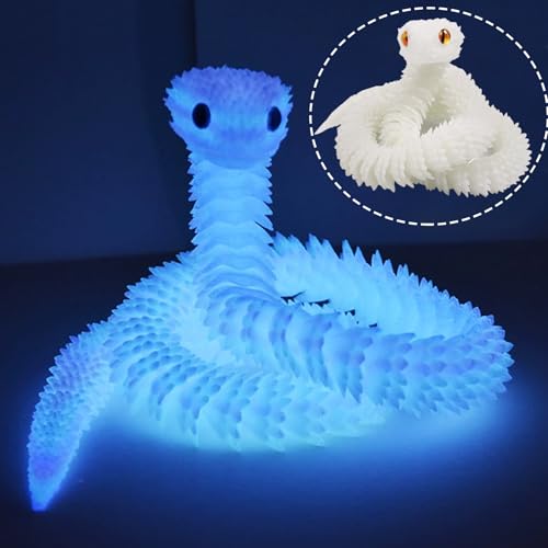 Giugio 3D Gedruckte Schlange Spielzeug, 64 cm Flexible SchlangenFidget Toys, Gefälschte Schlangen Spielzeug, 3D Gedruckte Kunststoff Schlangen für Büro und Zuhause Dekorationen (Weiß) von Giugio