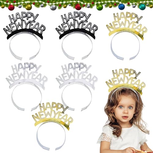 Giugio 6 Stück Happy New Year Haarreifen, 2025 Silvester Party Haarschmuck Zubehör Zubehör, Silvester Haarreif Krone Kopfbedeckung, Haarreifen Weihnachten Stirnband für Erwachsene und Kinder Giugio 6 Stück Happy New Year Haarreifen, 2025 Silvester Party Haarschmuck Zubehör Zubehör, Silvester Haarreif Krone Kopfbedeckung, Haarreifen Weihnachten Stirnband für Erwachsene und Kinder von Giugio