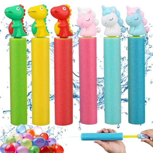 Giugio 6 Stück Wasserpistole, Wasserspritze Schaumstoff Spritzpistole Wasserkanone Kinder, Wasserpistole Klein Sommerfest, Spritzpistole Wasser Bunte für Jungen Mädchen Party Strand Pool Spielzeug von Giugio