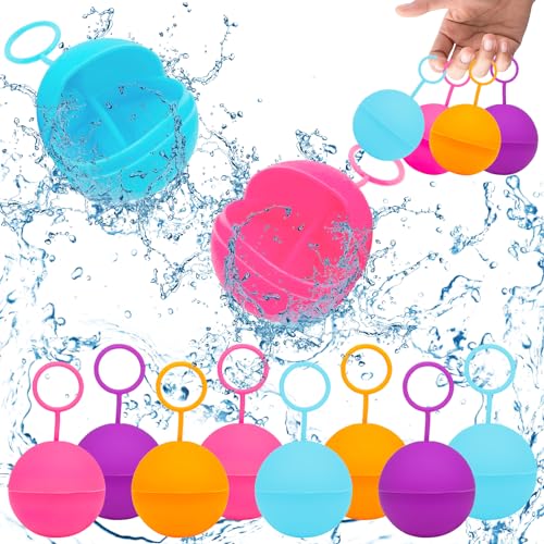 Wiederverwendbare Wasserballons, 8 Stück Wiederverwendbare Wasserbomben Selbstschließend mit Zugring, Eine Sekunde Schnellfüller Wasserbomben Set, Outdoor, Wasserspielzeug Pool, Familienspiel Wiederverwendbare Wasserballons, 8 Stück Wiederverwendbare Wasserbomben Selbstschließend mit Zugring, Eine Sekunde Schnellfüller Wasserbomben Set, Outdoor, Wasserspielzeug Pool, Familienspiel von Giugio
