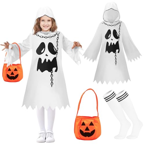 Giugio Geister Gespenst Kostüm Kinder, 120cm Weiß Faschingskostüm für Kinder mit Kürbis, Halloween Geist Geister umhang Kinder kostüm, Karneval Cosplay schauriges Kostüm für Jungen und Mädchen Giugio Geister Gespenst Kostüm Kinder, 120cm Weiß Faschingskostüm für Kinder mit Kürbis, Halloween Geist Geister umhang Kinder kostüm, Karneval Cosplay schauriges Kostüm für Jungen und Mädchen von Giugio