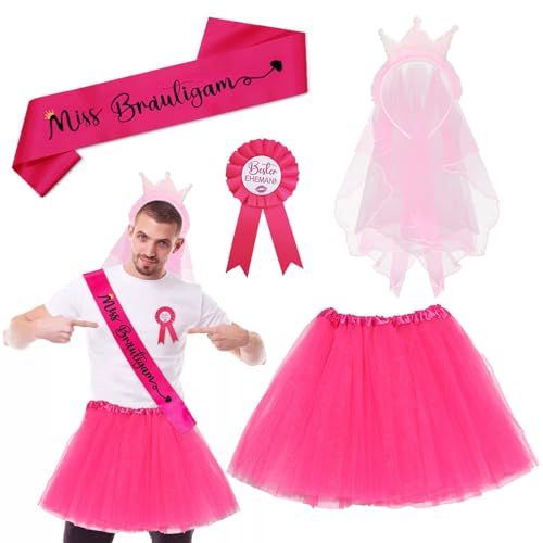 Giugio Männer JGA Kostüm Set, Junggesellenabschied Männer Kostüm, Junggesellenabschied Krone, Abzeichen, Schärpe und Tütü, für JGA Party kostüm Zubehör männer Hochzeit Deko für Herren von Giugio