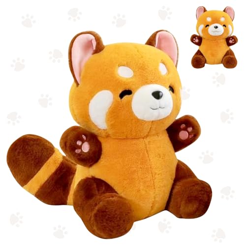 Giugio Roter Panda Kuscheltier, 35cm Red Panda Plush, Kuscheliger Panda Plüsch, Kawaii Flauschiger Stofftier Panda Stofftier Plüsch, Panda Puppen Kissen Geschenke für Kinder Weihnachten von Giugio
