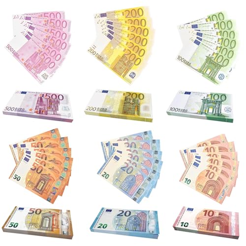 Giugio Spielgeld, 120 Blätter Kaufmannsladen Spielen Deko, Spielgeld Euro Scheine Copy Money in 10/20/50/100/200/500€, Prop Money Einkaufsladen Zubehör für Lern und Spielzwecke für Kinder ab 3 Jahren von Giugio