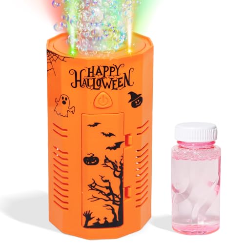 Halloween Seifenblasenmaschine, Dekoration für drinnen und draußen mit Gruseligen Soundeffekten Aufkleber mit Geistergesichtern, Lichtern und Seifenblasen, Kinder Geschenk für Halloween Decor/Party von Giugio