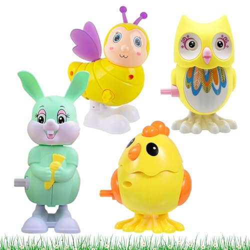 4 Stück Ostern Aufziehspielzeug für Kinder&Erwachsene, Plastik Biene Kaninchen Hühner Verschiedene Tierspielzeuge, Mini Aufziehspielzeug Geschenke, Füllungen für Ostereier für Geschenktütenfülle von Giugio