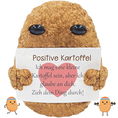 Pocket Hug Positive Kartoffel, Mini Figuren Lustige Positive Potato Puppe, Kartoffel Kuscheltier, Strickwolle Puppe mit Positiver Energiekarte, Tiny Potato Geburtstagsgeschenk für Beste Freundin (E) von Giugio