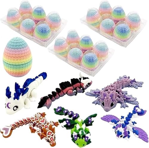 Kleine mysteriöse Dracheneier, 3D-gedruckte Dracheneier mit voll beweglichen und farbigen Drachen im Inneren, einzigartige Mystery-Drachen für Osterspaß, Osterkorbfüller, Schreibtischdekoration für von Giurui