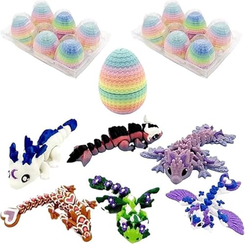 Kleine mysteriöse Dracheneier, 3D-gedruckte Dracheneier mit voll beweglichen und farbigen Drachen im Inneren, einzigartige Mystery-Drachen für Osterspaß, Osterkorbfüller, Schreibtischdekoration für Kleine mysteriöse Dracheneier, 3D-gedruckte Dracheneier mit voll beweglichen und farbigen Drachen im Inneren, einzigartige Mystery-Drachen für Osterspaß, Osterkorbfüller, Schreibtischdekoration für von Giurui