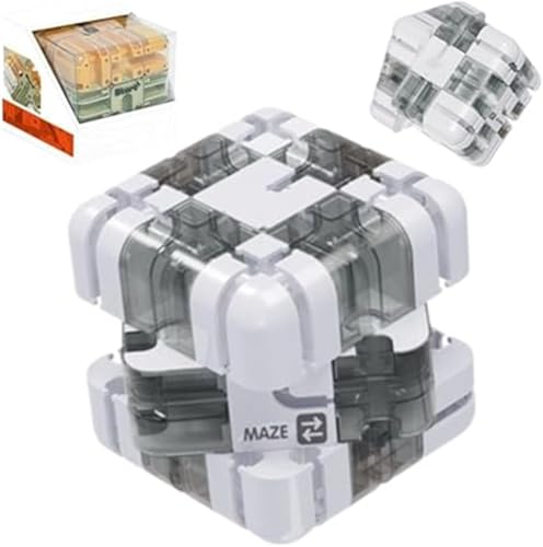 Puzzle Maze Cube – Large Labyrinth 3D Puzzle Maze Cube, Developing Cognitive Skill, Stimulate Intelligence and Hand Eye Coordination Interactive Challenge for Adults Teens (Gray White) von Giurui
