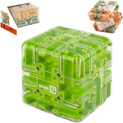 Puzzle Maze Cube – Large Labyrinth 3D Puzzle Maze Cube, Developing Cognitive Skill, Stimulate Intelligence and Hand Eye Coordination Interactive Challenge for Adults Teens (Green) von Giurui