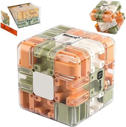 Puzzle Maze Cube – Large Labyrinth 3D Puzzle Maze Cube, Developing Cognitive Skill, Stimulate Intelligence and Hand Eye Coordination Interactive Challenge for Adults Teens (Green Orange) von Giurui