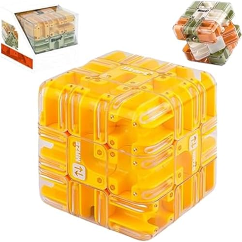 Puzzle Maze Cube – Large Labyrinth 3D Puzzle Maze Cube, Developing Cognitive Skill, Stimulate Intelligence and Hand Eye Coordination Interactive Challenge for Adults Teens (Yellow) von Giurui