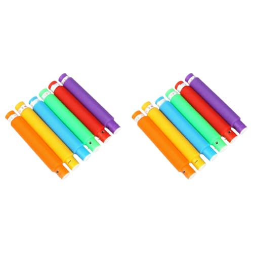 Giwnhvx 2,9 cm Packung LED-Röhre Dekompression Teleskopröhre Entlüftung LED-Licht Wasserpfeife Farbbox 12 Stück Regenbogenfarben von Giwnhvx
