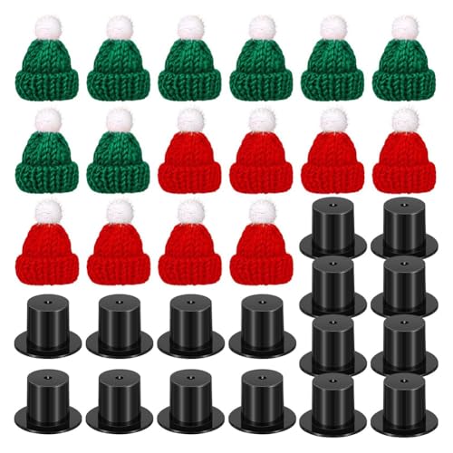 Giwnhvx 32-Teiliges Puppen-Mini-Set, Darunter 16 Mini-Strickmützen für Den Weihnachtsmann und 16 Miniatur-Zylinderhüte Aus Schwarzem Kunststoff für Weihnachtsmann Giwnhvx 32-Teiliges Puppen-Mini-Set, Darunter 16 Mini-Strickmützen für Den Weihnachtsmann und 16 Miniatur-Zylinderhüte Aus Schwarzem Kunststoff für Weihnachtsmann von Giwnhvx