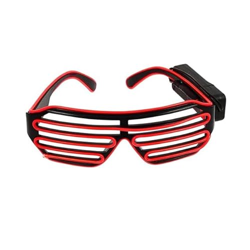 Gizelle LED-beleuchtete Neon-Sonnenbrille, kabellos, blinkend, Partybrille, Neonfarben, leuchtet im Dunkeln, beleuchtete Rahmen für Disco, Weihnachten, DJ-Kostüm, Partygeschenke, Rot von Gizelle