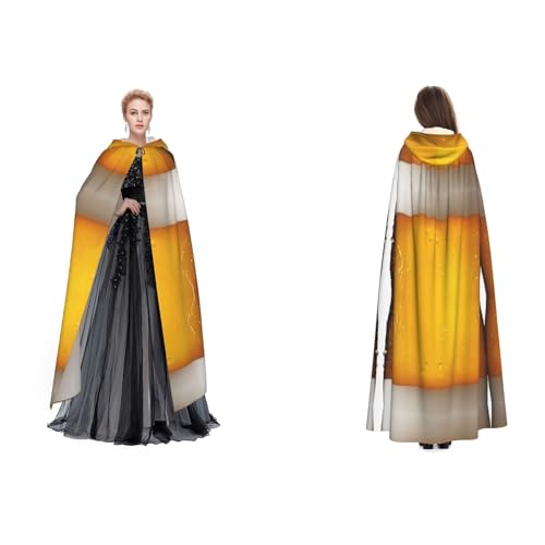 Gjgdbxdw Kapuzenumhang mit Bierschaumdruck, Uni, Erwachsene, Kapuzenumhang mit Kapuze für Halloween, Cosplay-Kostüme von Gjgdbxdw