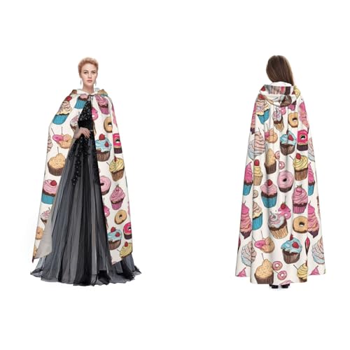 Gjgdbxdw Kapuzenumhang mit Cupcake-Motiv, Uni, Erwachsene, Kapuzenumhang mit Kapuze, für Halloween, Cosplay-Kostüme von Gjgdbxdw