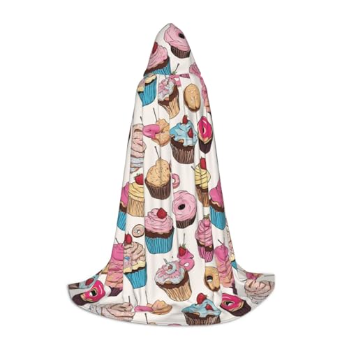 Gjgdbxdw Kapuzenumhang mit Cupcake-Motiv, für Damen, Herren, Teenager, Halloween, Cosplay-Kostüme Gjgdbxdw Kapuzenumhang mit Cupcake-Motiv, für Damen, Herren, Teenager, Halloween, Cosplay-Kostüme von Gjgdbxdw