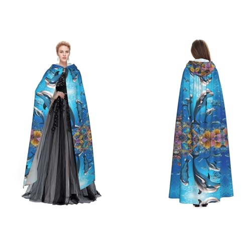 Gjgdbxdw Kapuzenumhang mit Delfin-Motiv, Uni, Erwachsene, Kapuzenumhang mit Kapuze, für Halloween, Cosplay-Kostüme von Gjgdbxdw