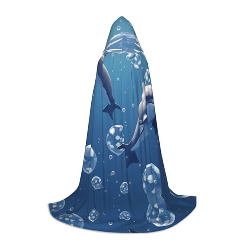 Gjgdbxdw Kapuzenumhang mit Delfinbällen und Kapuze für Damen, Herren, Teenager, Halloween, Cosplay-Kostüme von Gjgdbxdw