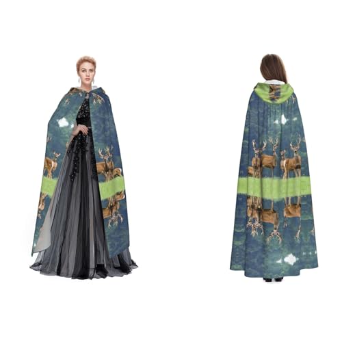 Gjgdbxdw Kapuzenumhang mit Hirschmotiv, Uni, Erwachsene, Kapuzenumhang mit Kapuze, für Halloween, Cosplay-Kostüme von Gjgdbxdw