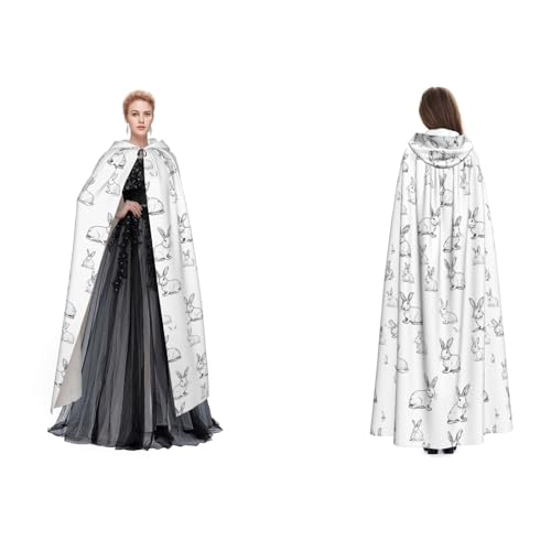 Gjgdbxdw Kapuzenumhang mit Kaninchen-Hintergrund, Uni, Erwachsene, Kapuzenumhang mit Kapuze für Halloween, Cosplay-Kostüme von Gjgdbxdw