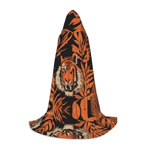 Gjgdbxdw Kapuzenumhang mit Kapuze für Damen, Herren, Teenager, Halloween, Cosplay, Tigerstreifen, orangefarbenes Muster Gjgdbxdw Kapuzenumhang mit Kapuze für Damen, Herren, Teenager, Halloween, Cosplay, Tigerstreifen, orangefarbenes Muster von Gjgdbxdw