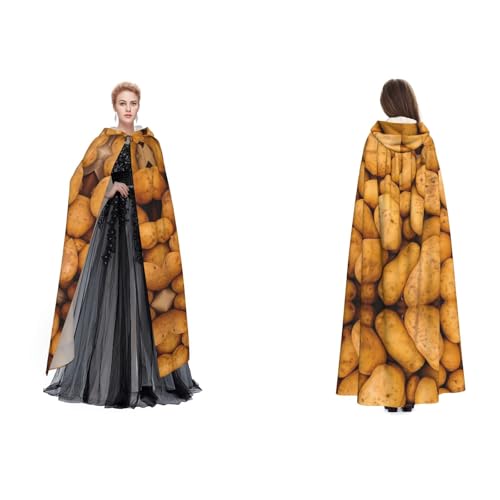 Gjgdbxdw Kapuzenumhang mit Kartoffelaufdruck, Uni, Erwachsene, Kapuzenumhang mit Kapuze für Halloween, Cosplay-Kostüme von Gjgdbxdw