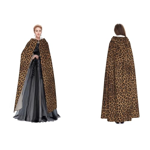 Gjgdbxdw Kapuzenumhang mit Leopardenmuster, Uni, Erwachsene, Kapuzenumhang mit Kapuze für Halloween, Cosplay-Kostüme von Gjgdbxdw
