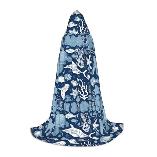 Gjgdbxdw Kapuzenumhang mit Meerestieraufdruck, mit Kapuze, für Damen, Herren, Teenager, Halloween, Cosplay-Kostüme von Gjgdbxdw