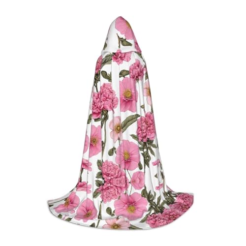 Gjgdbxdw Kapuzenumhang mit Pfingstrosen-Aufdruck und Kapuze für Damen, Herren, Teenager, Halloween, Cosplay-Kostüme Gjgdbxdw Kapuzenumhang mit Pfingstrosen-Aufdruck und Kapuze für Damen, Herren, Teenager, Halloween, Cosplay-Kostüme von Gjgdbxdw