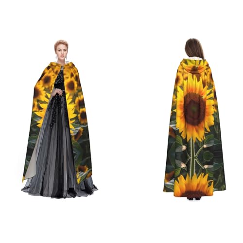 Gjgdbxdw Kapuzenumhang mit Sonnenblumenmuster, Uni, Erwachsene, Kapuzenumhang mit Kapuze, für Halloween, Cosplay-Kostüme von Gjgdbxdw