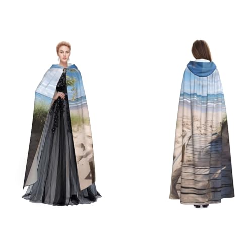 Gjgdbxdw Kapuzenumhang mit Strandlandschaft, Uni, Erwachsene, Kapuzenumhang mit Kapuze, für Halloween, Cosplay-Kostüme von Gjgdbxdw