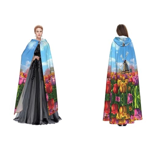 Gjgdbxdw Kapuzenumhang mit buntem Frühlingsdruck, Uni, Erwachsene, Kapuzenumhang mit Kapuze für Halloween, Cosplay-Kostüme von Gjgdbxdw
