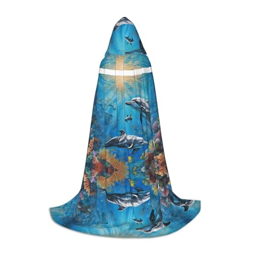 Gjgdbxdw Kapuzenumhang mit süßem Delfindruck und Kapuze für Damen, Herren, Teenager, Halloween, Cosplay-Kostüme Gjgdbxdw Kapuzenumhang mit süßem Delfindruck und Kapuze für Damen, Herren, Teenager, Halloween, Cosplay-Kostüme von Gjgdbxdw