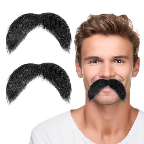 Gjinxi Künstlicher Schnurrbart-Set, selbstklebend, für Erwachsene, schwarze Schnurrbärte für Gesichtshaar-Kostüm und Halloween-Festival, Schnurrbart-Aufkleber für Cosplay, Kostümparty, 2 Stück Gjinxi Künstlicher Schnurrbart-Set, selbstklebend, für Erwachsene, schwarze Schnurrbärte für Gesichtshaar-Kostüm und Halloween-Festival, Schnurrbart-Aufkleber für Cosplay, Kostümparty, 2 Stück von Gjinxi