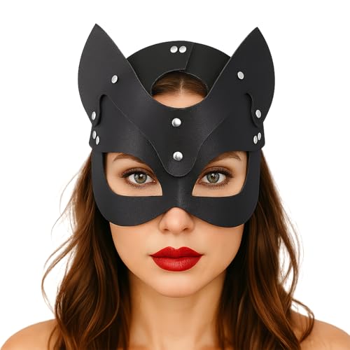 Halbmaske für Damen, Leder, Gesichtsmaske, Cosplay, Halloween, Fuchsmaske, geheimnisvolles Frauenkostüm für Herren, elastisches Band, Masken, Opernparty, Erwachsene, Maskenball, Zubehör für Halbmaske für Damen, Leder, Gesichtsmaske, Cosplay, Halloween, Fuchsmaske, geheimnisvolles Frauenkostüm für Herren, elastisches Band, Masken, Opernparty, Erwachsene, Maskenball, Zubehör für von Gjinxi