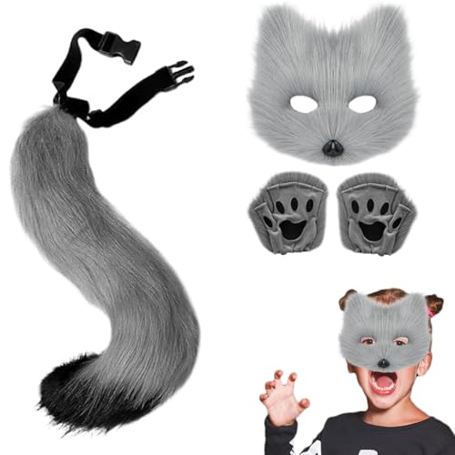 GjnjfdF Set aus Ohren und Schwanz – Kostüm aus Pelz für Kleinkinder, Imitation Kostüm Halloween Maske Handschuhe Schwanz für Haus Schule Partys Mädchen Masquerade GjnjfdF Set aus Ohren und Schwanz – Kostüm aus Pelz für Kleinkinder, Imitation Kostüm Halloween Maske Handschuhe Schwanz für Haus Schule Partys Mädchen Masquerade von GjnjfdF